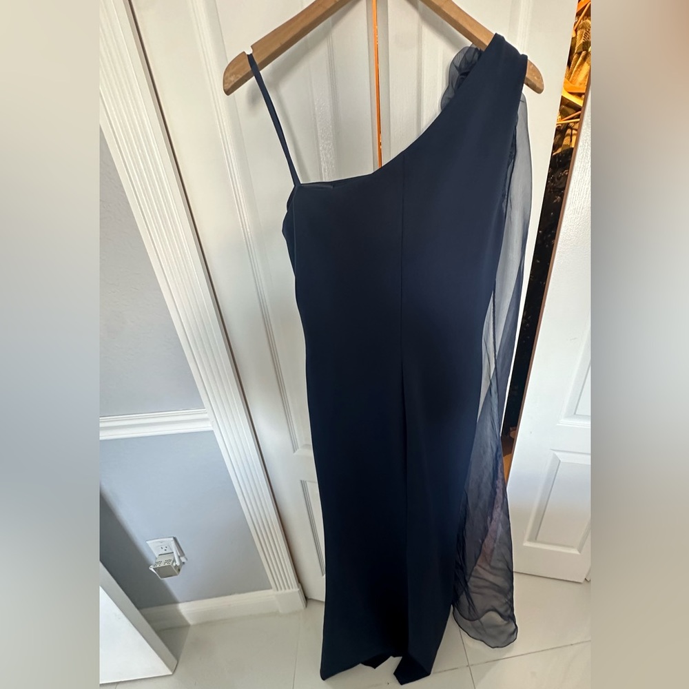 Women's Rosette-Trim Draped One-Shoulder Gown